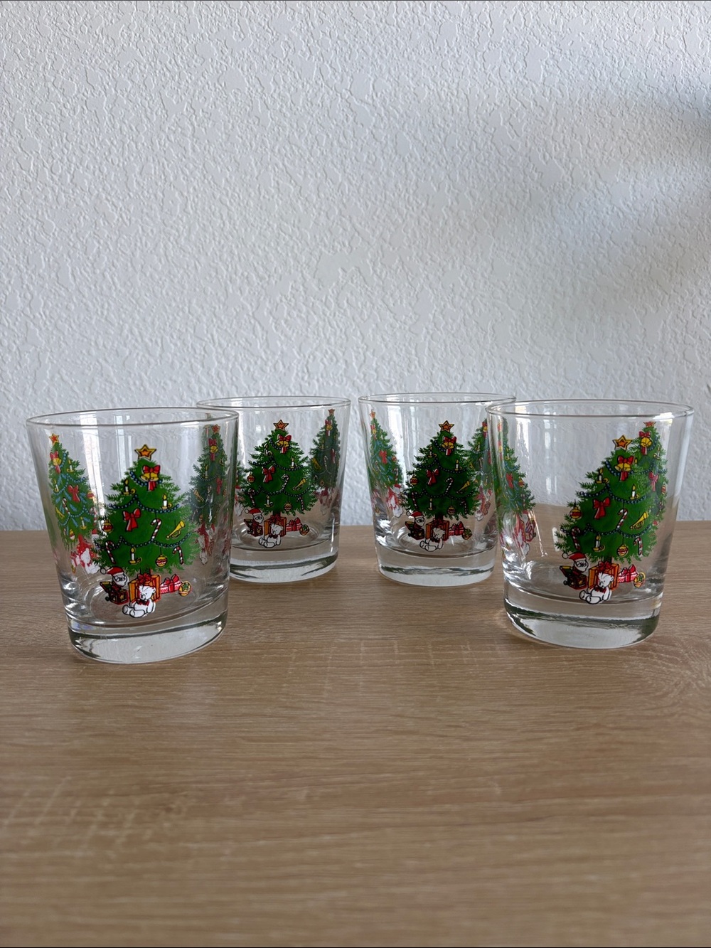 Holiday Christmas Tree Glass Tumbler - Set of 4 vintage anchor hocking